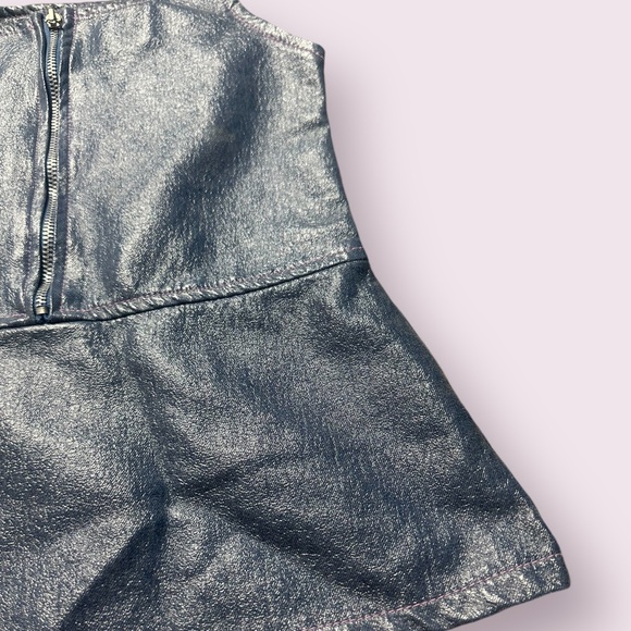 Vintage Toddler Girl Sparkle Brand Half Zip Faux Leather Metallic Tank Size 4 - Picture 4 of 13